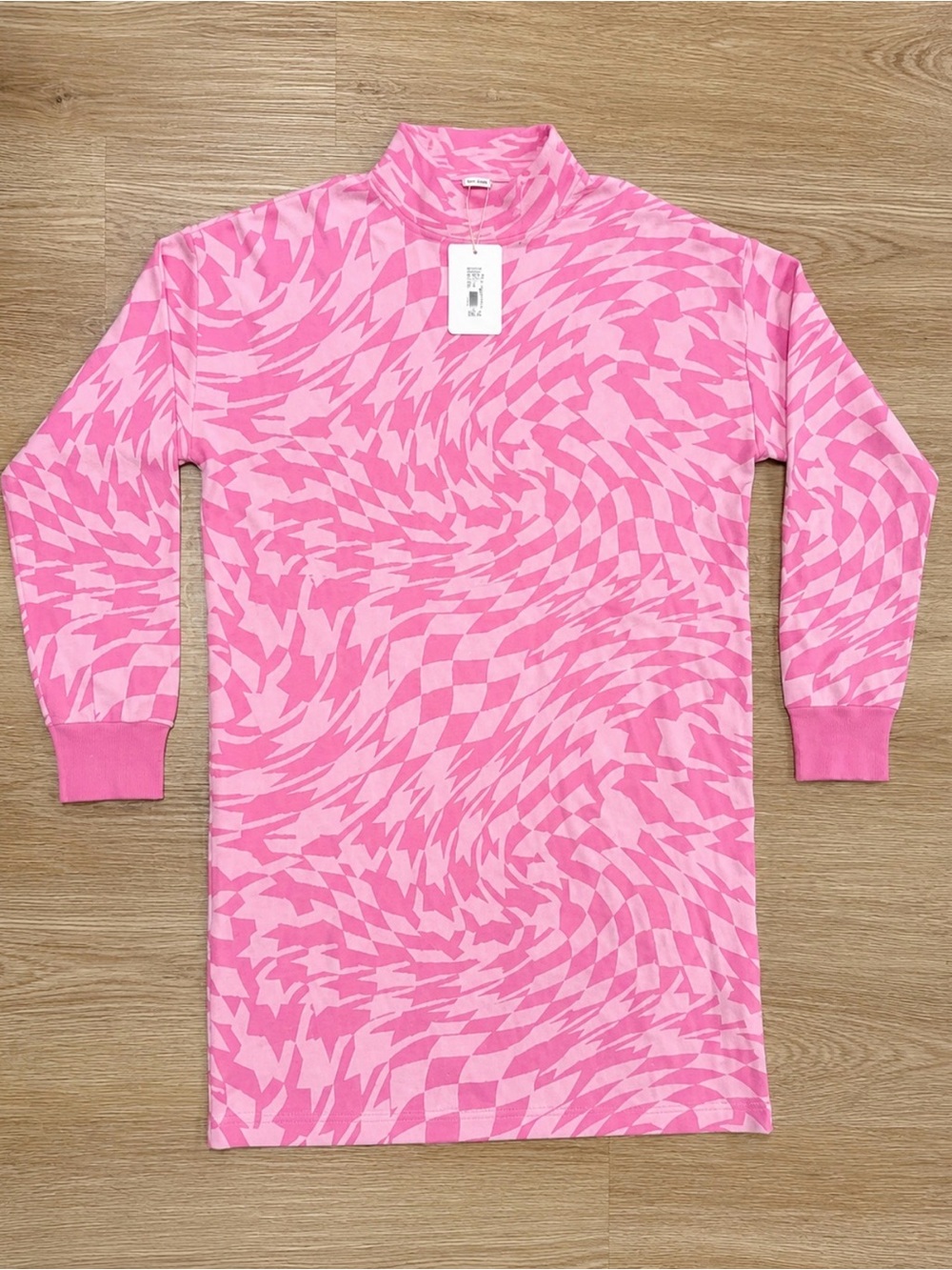 GB Women’s Pink Swirl Mock Neck Long Sleeve Top